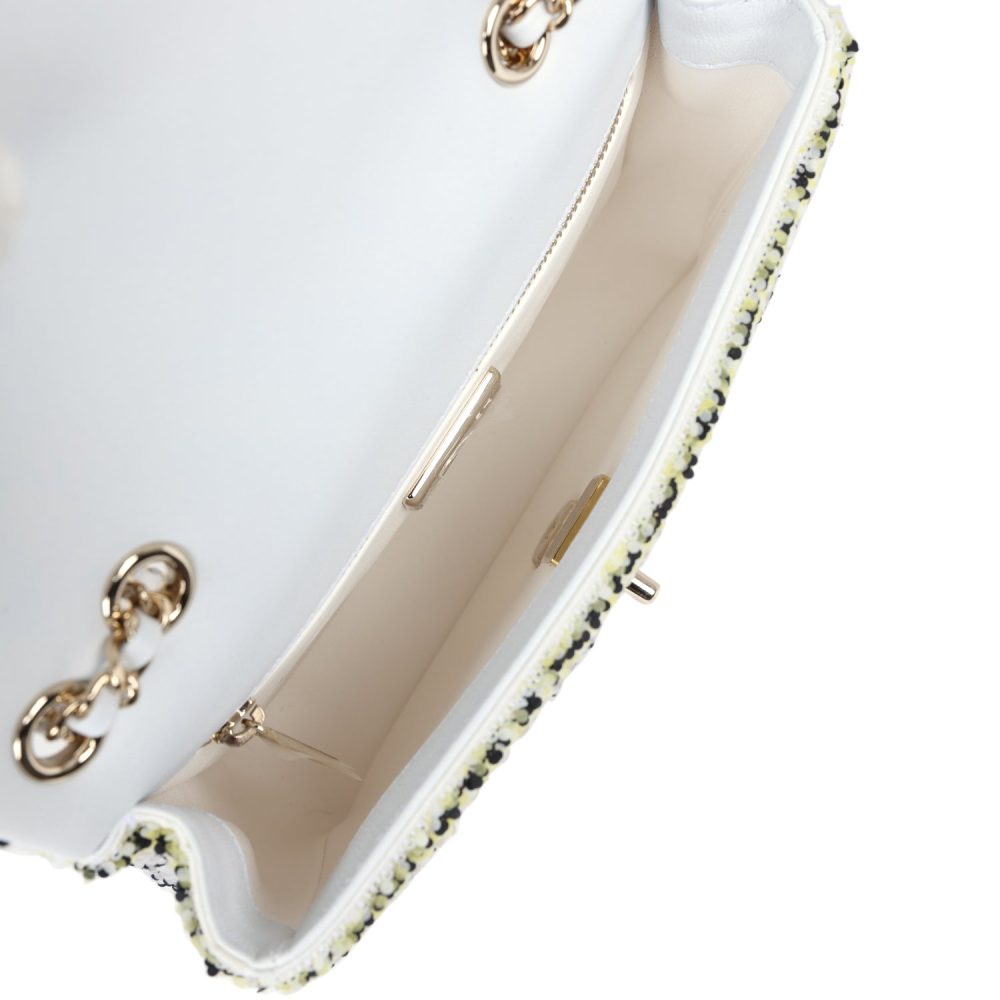 Chanel Mini Rectangular Flap White Multicolor Sequin Light Gold Hardware - Image 8