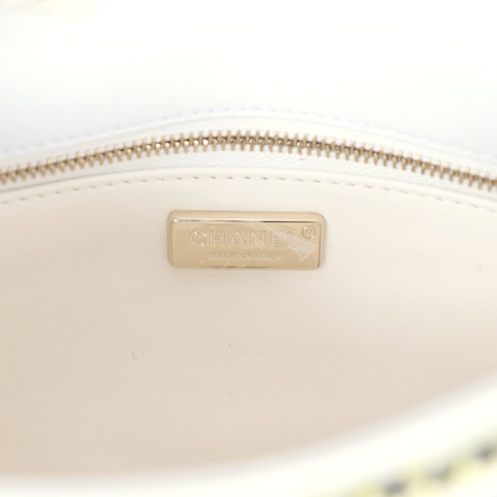 Chanel Mini Rectangular Flap White Multicolor Sequin Light Gold Hardware - Image 9