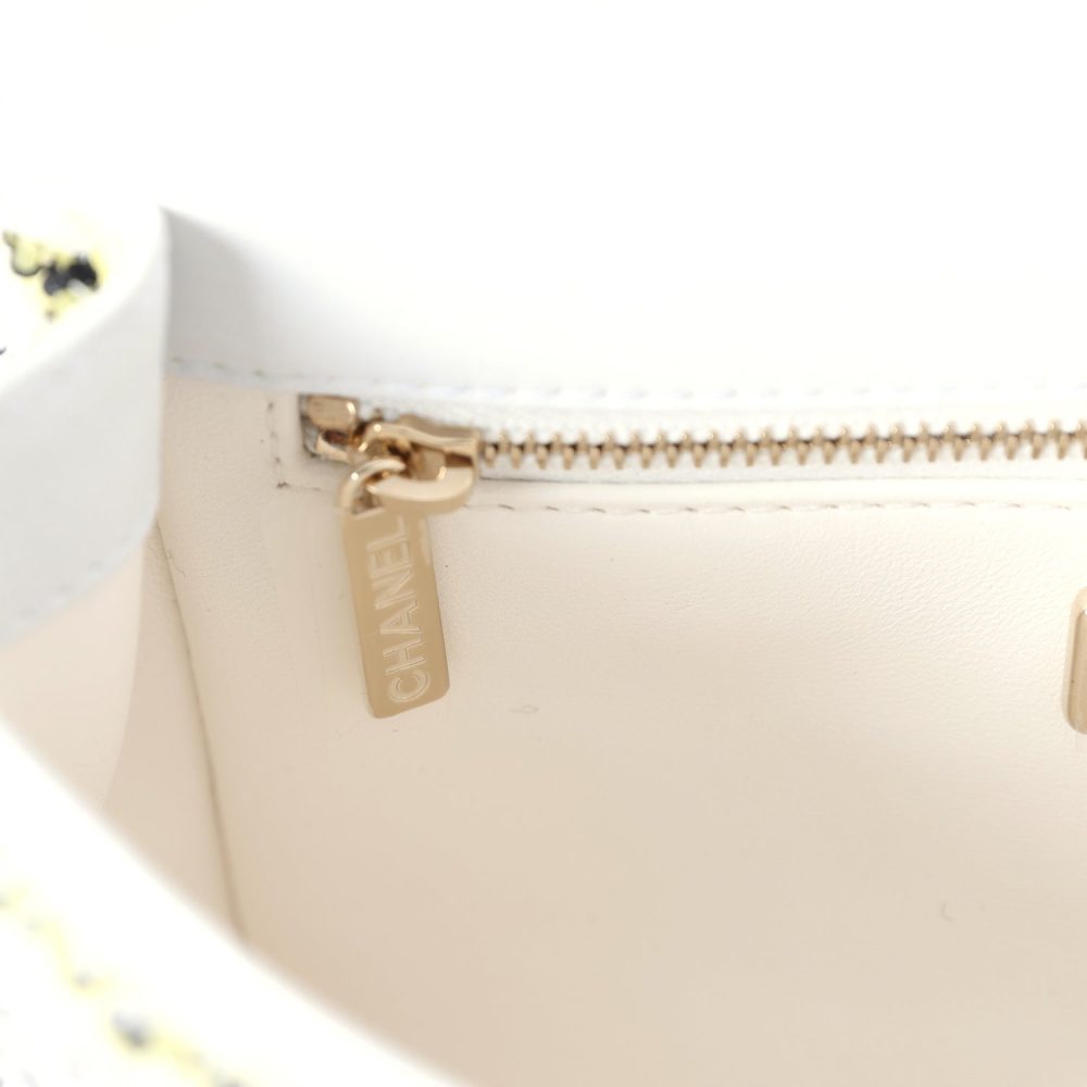 Chanel Mini Rectangular Flap White Multicolor Sequin Light Gold Hardware - Image 10