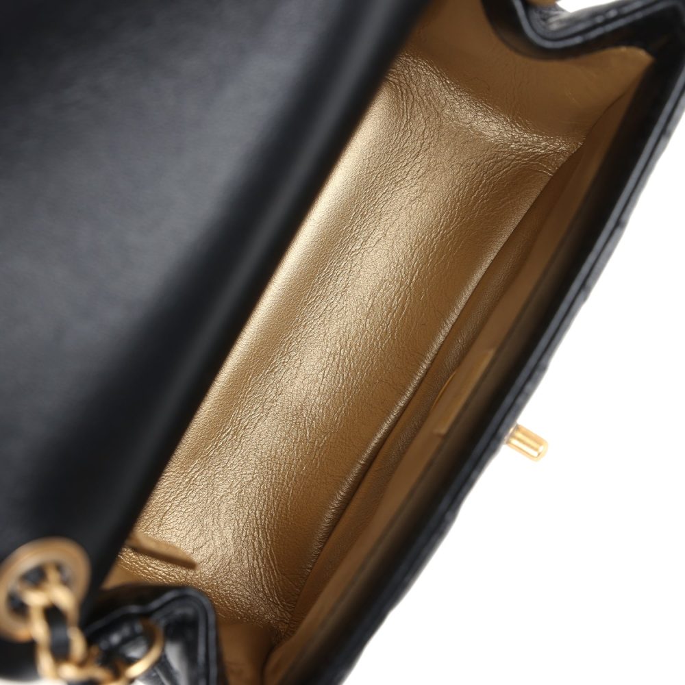 Chanel Mini Square Pearl Crush Flap Bag Black Lambskin Antique Gold Hardware - Image 9