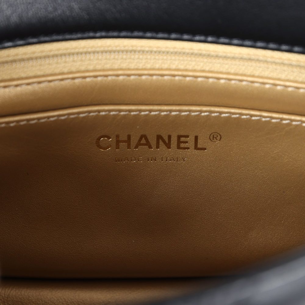 Chanel Mini Square Pearl Crush Flap Bag Black Lambskin Antique Gold Hardware - Image 10