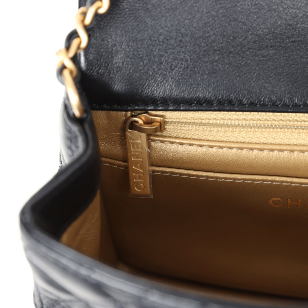 Chanel Mini Square Pearl Crush Flap Bag Black Lambskin Antique Gold Hardware - Image 11