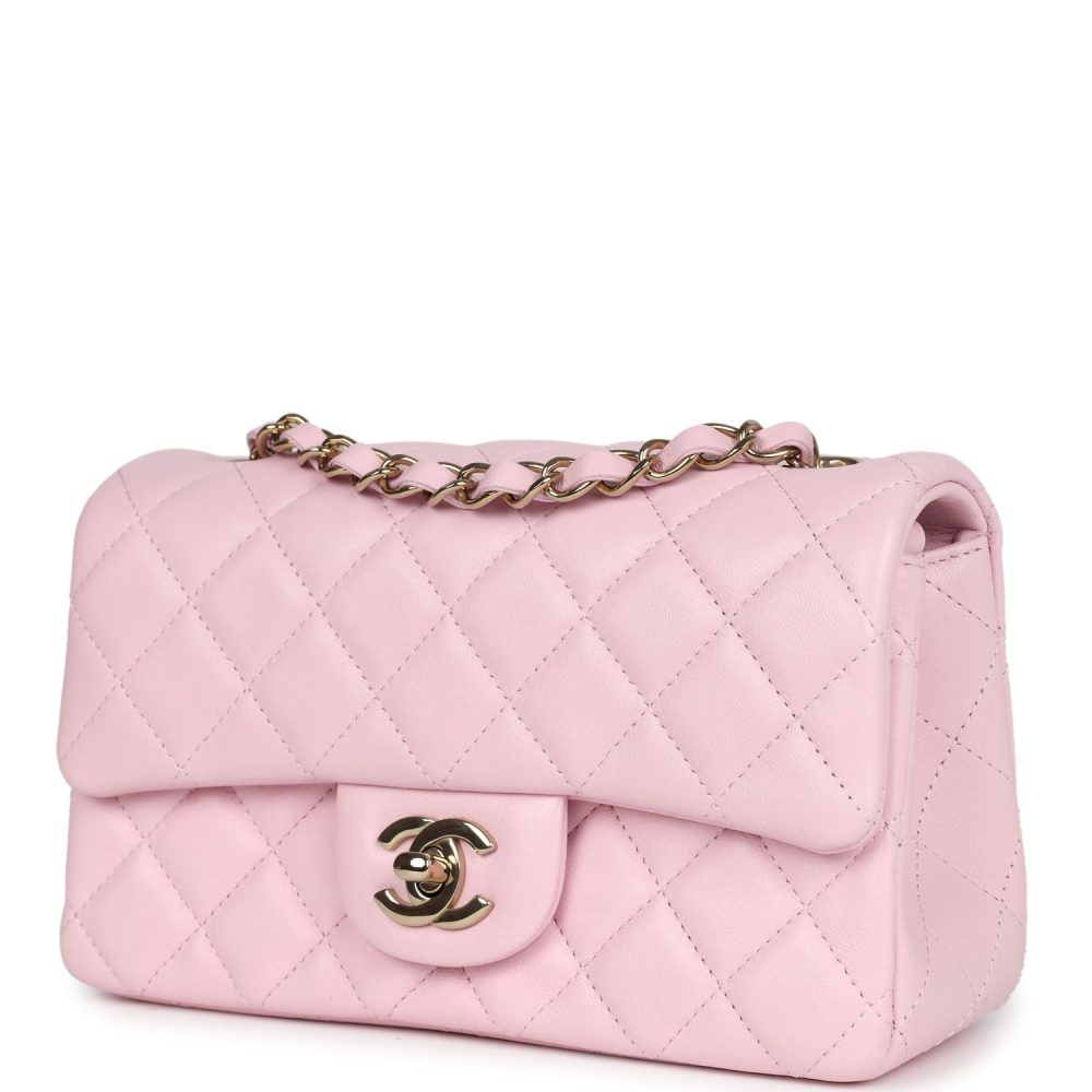 Chanel Mini Classic Rectangular Flap Bag Light Pink Lambskin Light Gold Hardware - Image 5