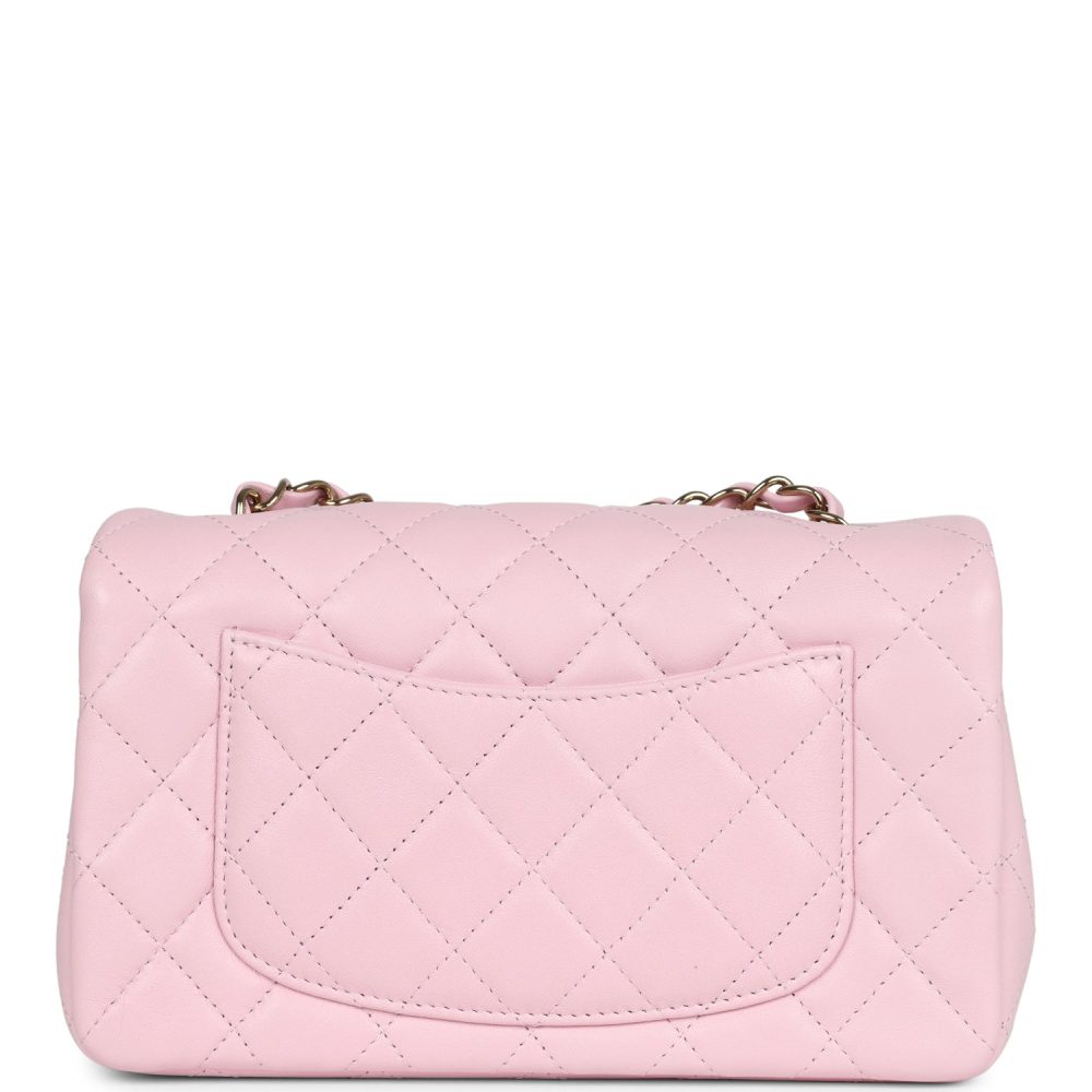 Chanel Mini Classic Rectangular Flap Bag Light Pink Lambskin Light Gold Hardware - Image 4