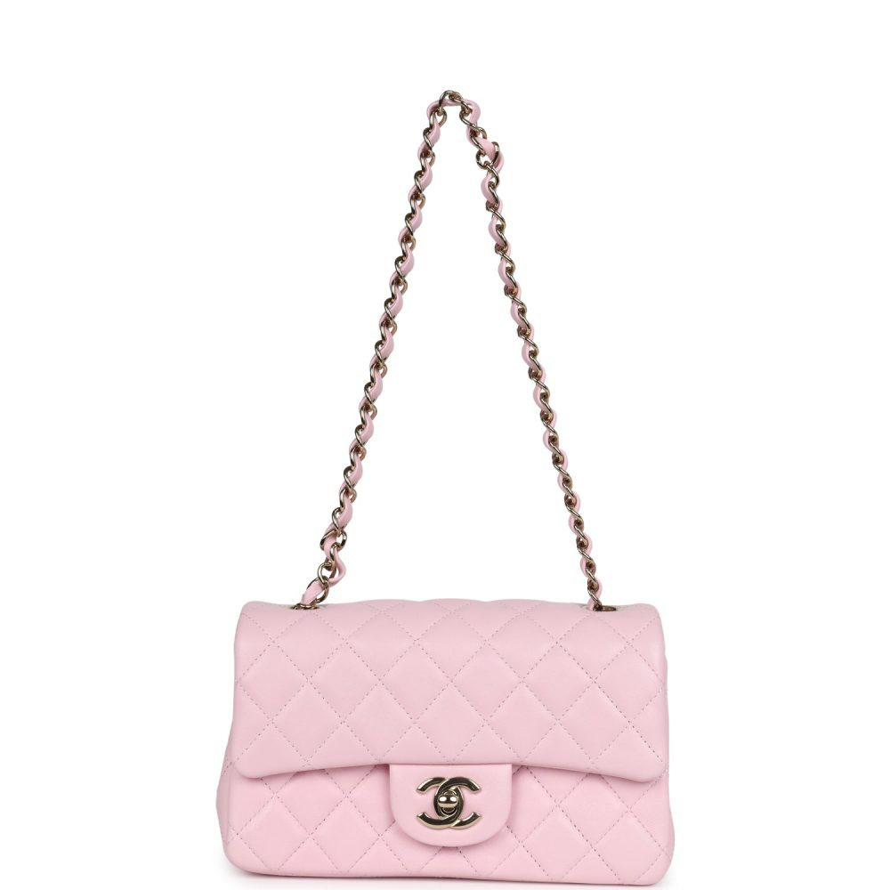 Chanel Mini Classic Rectangular Flap Bag Light Pink Lambskin Light Gold Hardware - Image 7