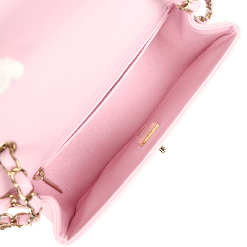Chanel Mini Classic Rectangular Flap Bag Light Pink Lambskin Light Gold Hardware - Image 8