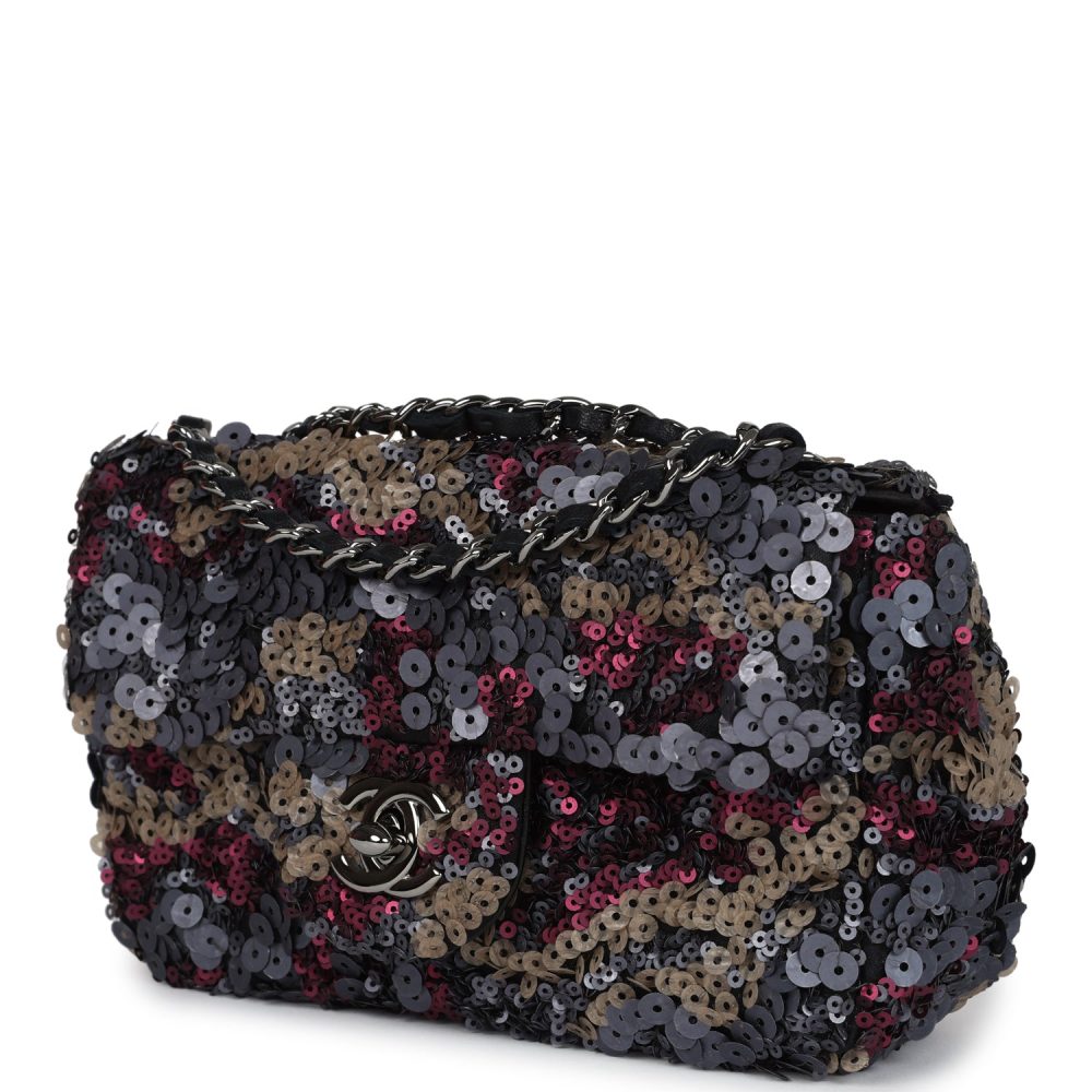 Pre-owned Chanel Limited Edition Extra Mini Flap Bag Multicolor Sequin Ruthenium Hardware - Image 5