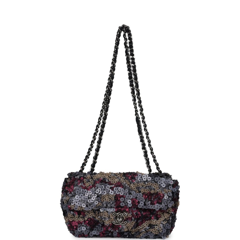 Pre-owned Chanel Limited Edition Extra Mini Flap Bag Multicolor Sequin Ruthenium Hardware - Image 7