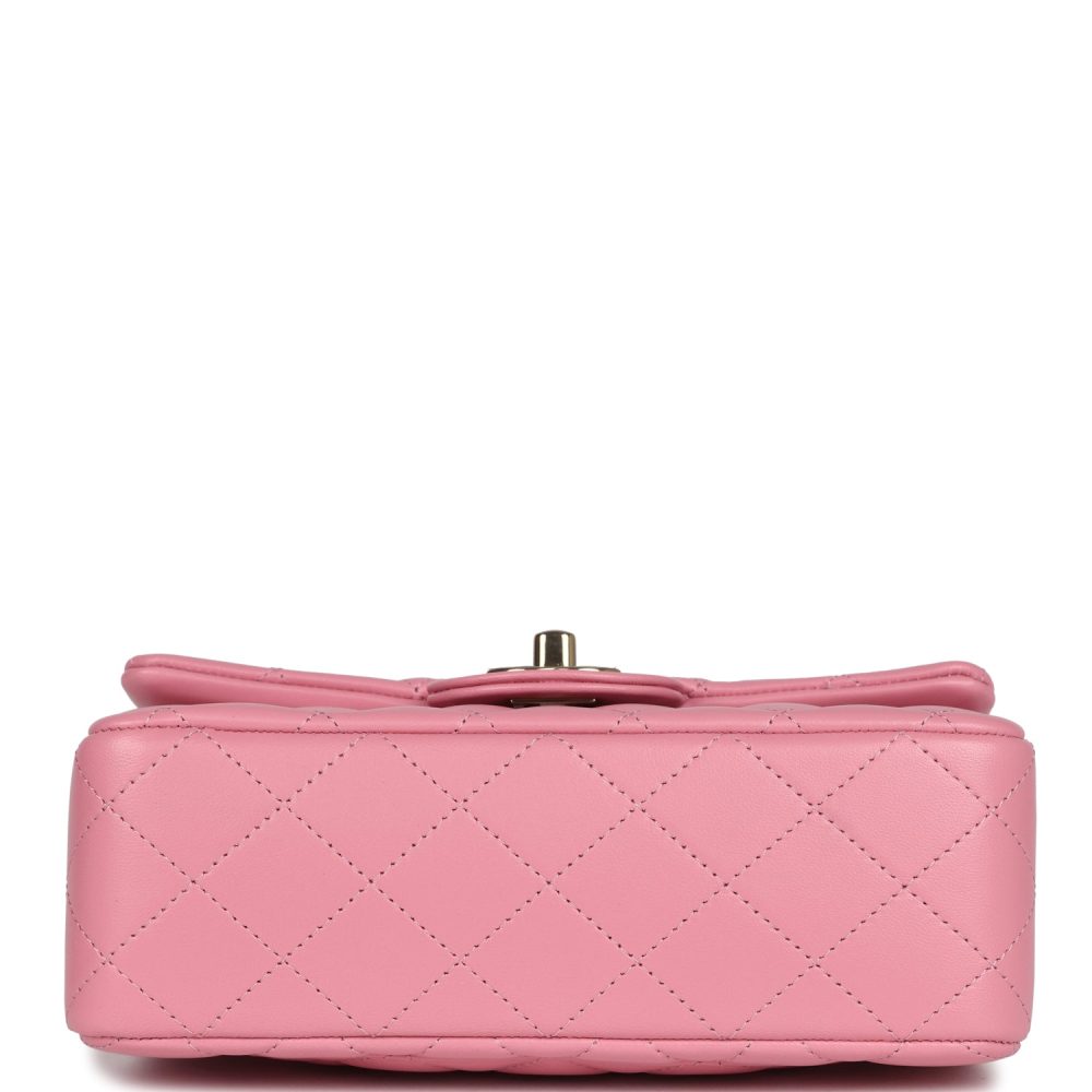 Chanel Mini Rectangular Flap with Top Handle Pink Lambskin Light Gold Hardware - Image 6