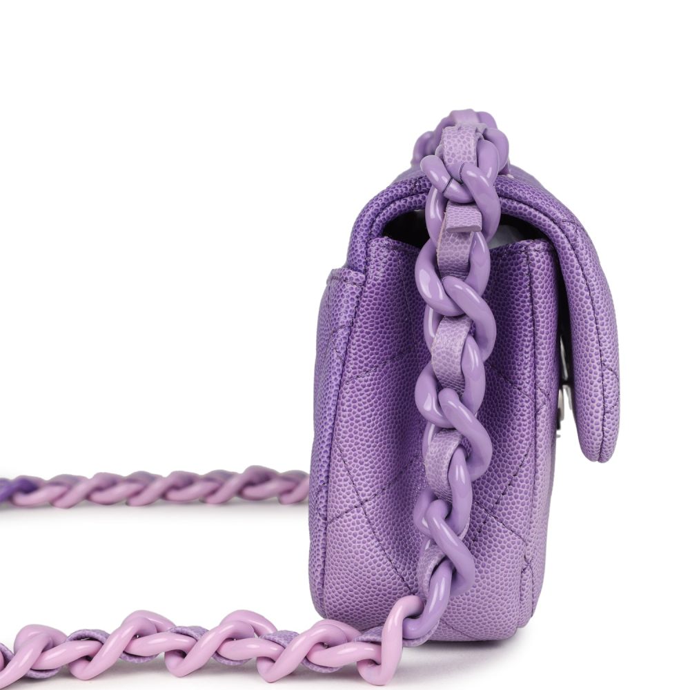 Chanel Mini Rectangular Flap Bag Ombre Purple Caviar Lacquered Metal Hardware - Image 3