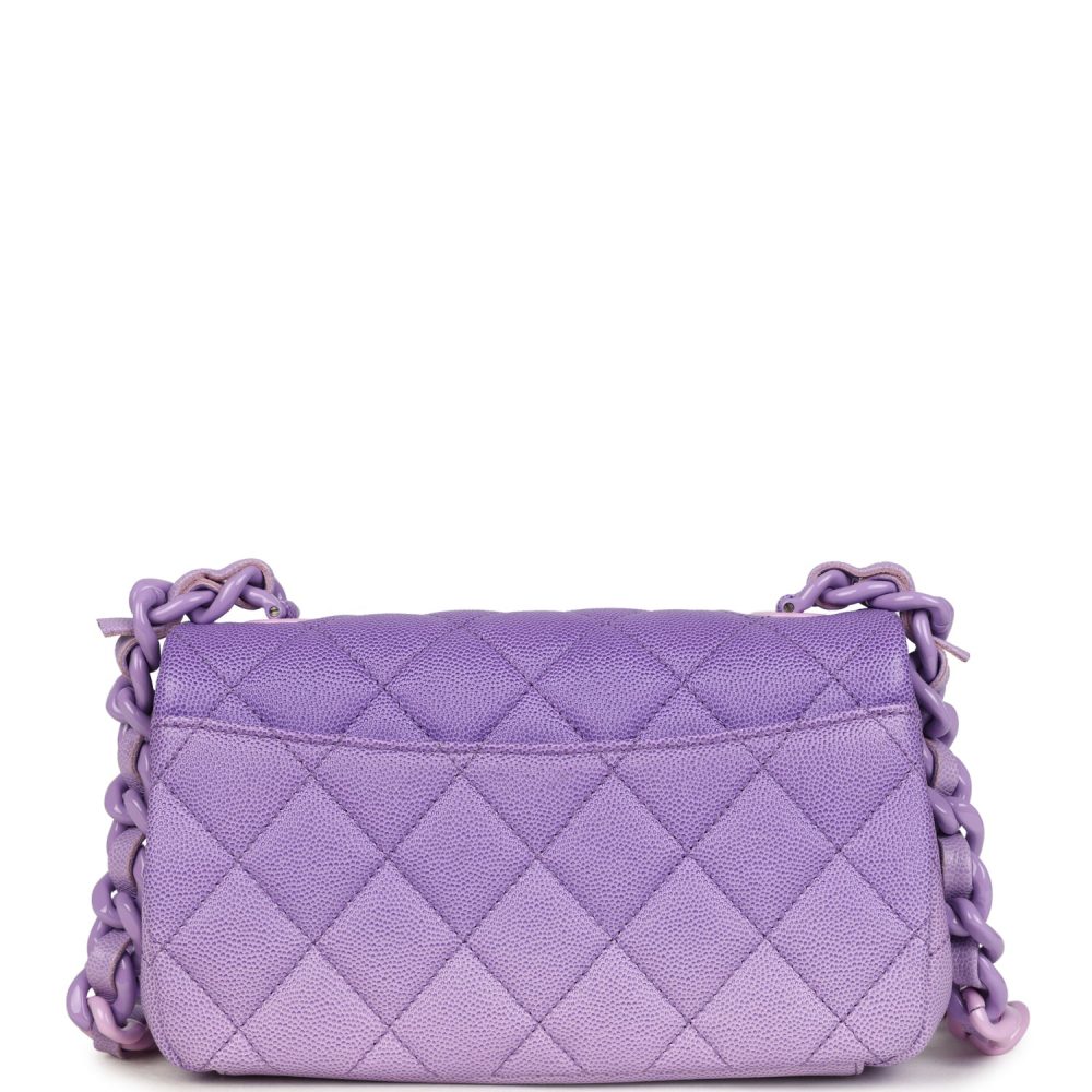 Chanel Mini Rectangular Flap Bag Ombre Purple Caviar Lacquered Metal Hardware - Image 4