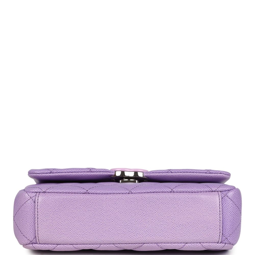 Chanel Mini Rectangular Flap Bag Ombre Purple Caviar Lacquered Metal Hardware - Image 6