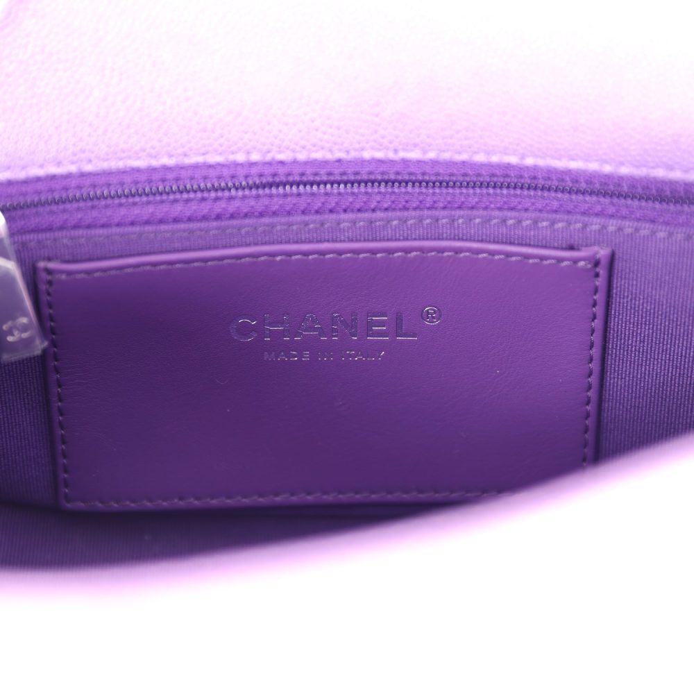 Chanel Mini Rectangular Flap Bag Ombre Purple Caviar Lacquered Metal Hardware - Image 9