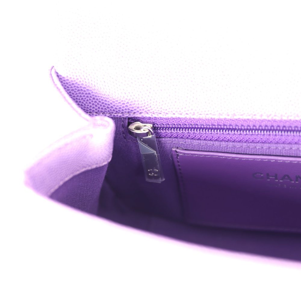 Chanel Mini Rectangular Flap Bag Ombre Purple Caviar Lacquered Metal Hardware - Image 10