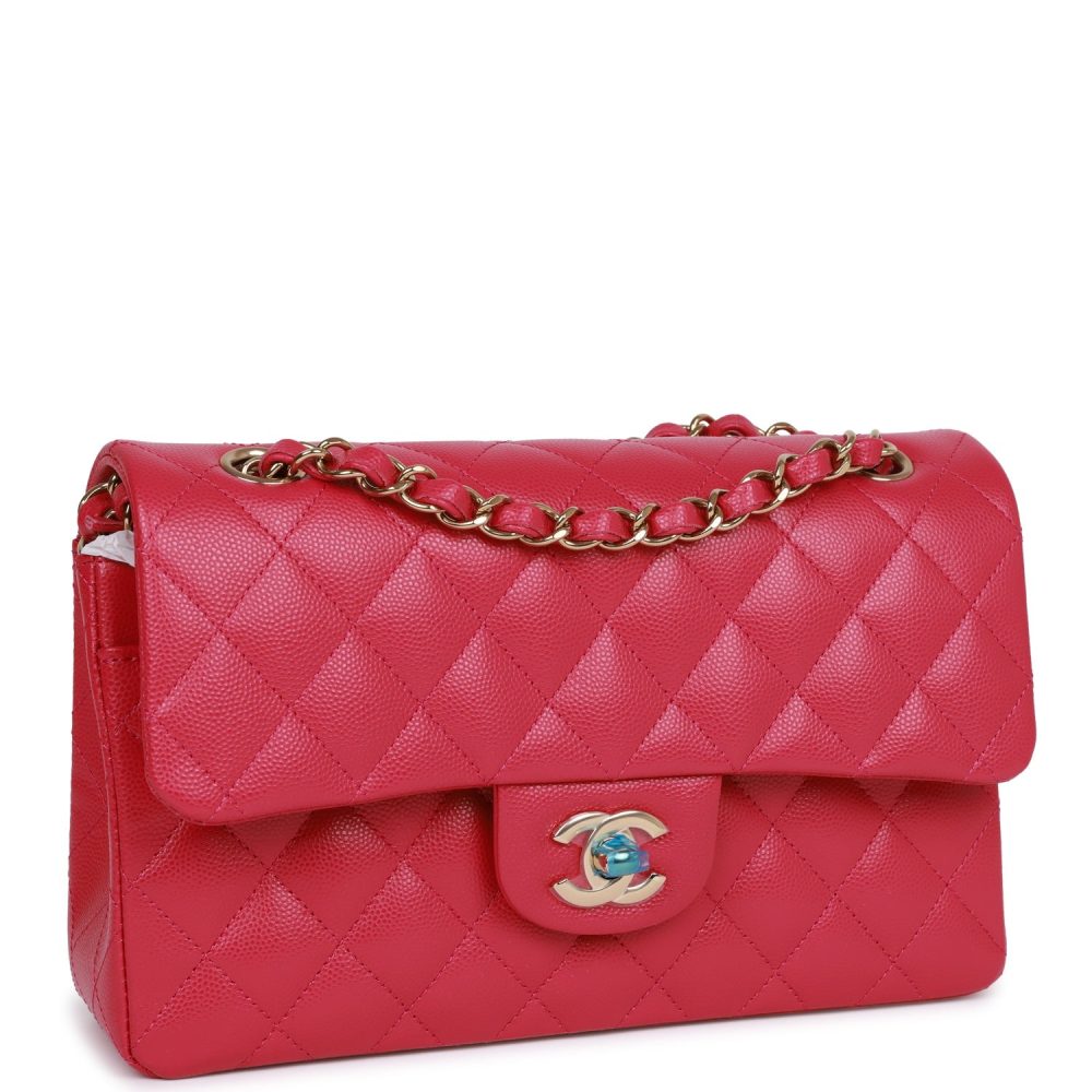 Chanel Small Classic Double Flap Fuchsia Caviar Light Gold Hardware - Image 2