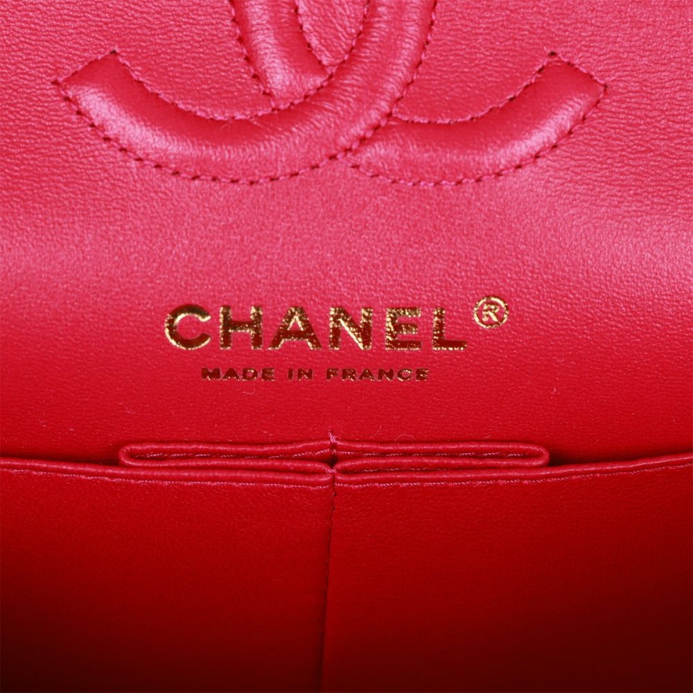 Chanel Small Classic Double Flap Fuchsia Caviar Light Gold Hardware - Image 8
