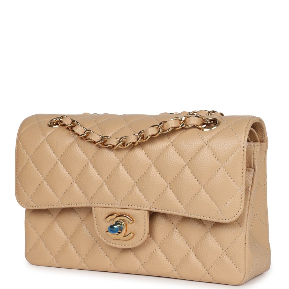 Chanel Small Classic Double Flap Bag Beige Caviar Gold Hardware - Image 5