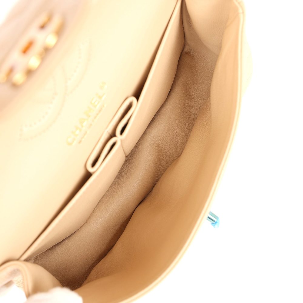 Chanel Small Classic Double Flap Bag Beige Caviar Gold Hardware - Image 9