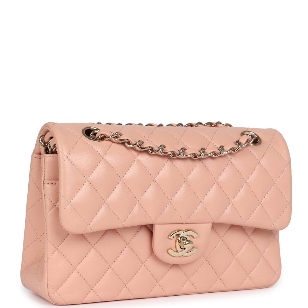 Pre-owned Chanel Small Classic Double Flap Light Pink Lambskin Gold Hardware - Image 2