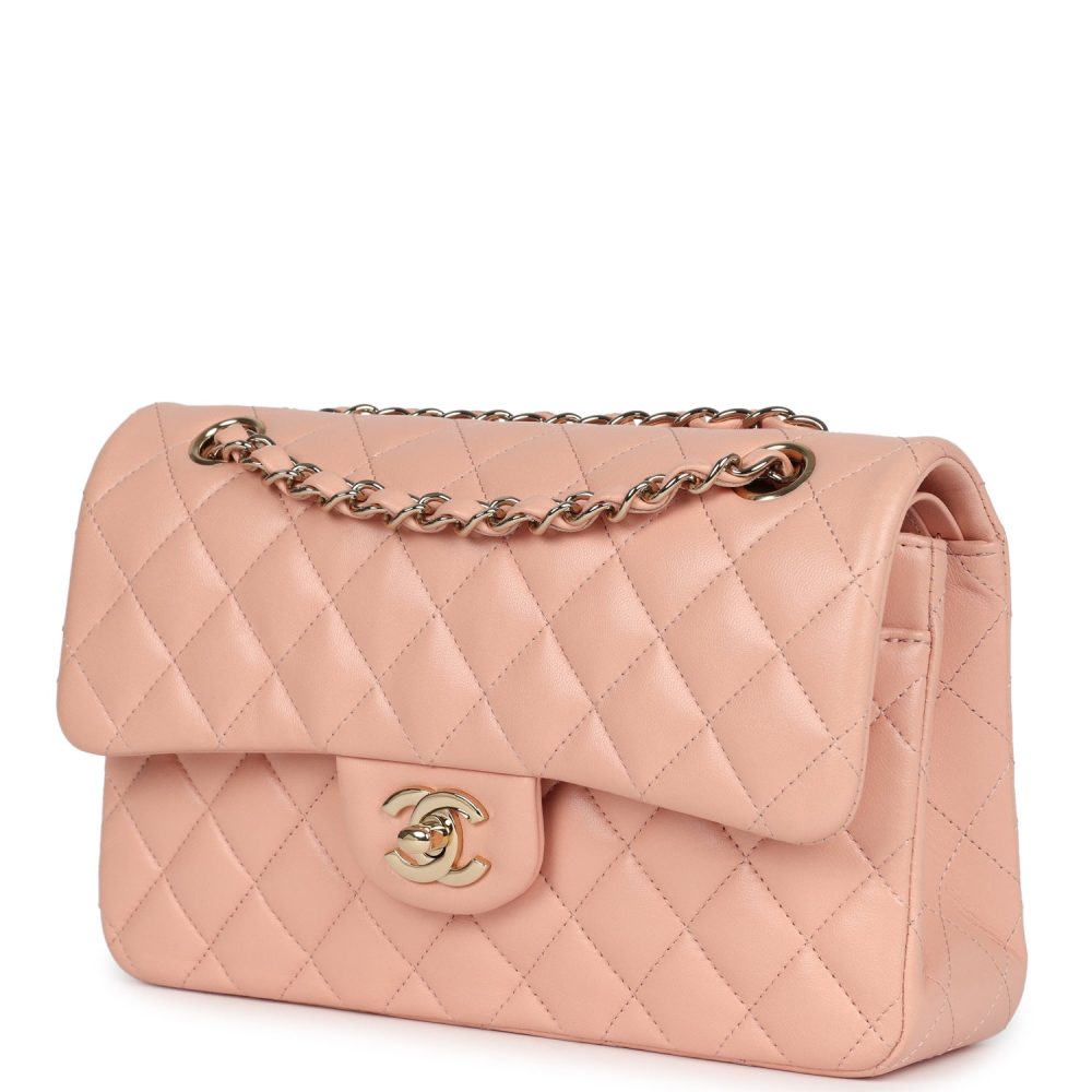 Pre-owned Chanel Small Classic Double Flap Light Pink Lambskin Gold Hardware - Image 5