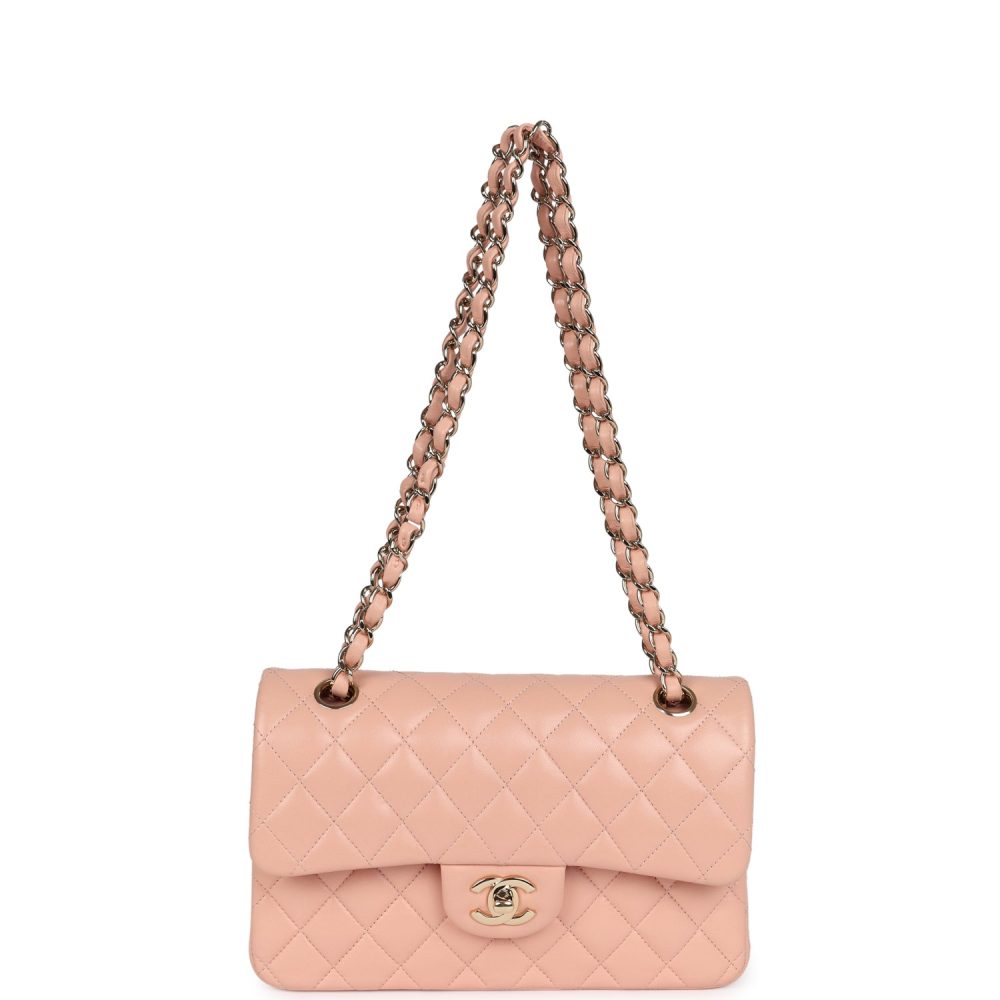 Pre-owned Chanel Small Classic Double Flap Light Pink Lambskin Gold Hardware - Image 7