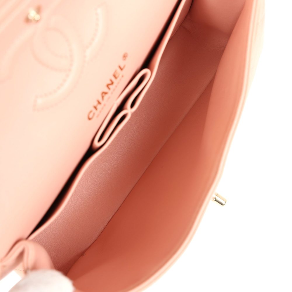Pre-owned Chanel Small Classic Double Flap Light Pink Lambskin Gold Hardware - Image 9