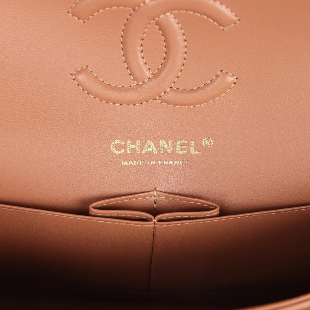 Chanel Small Classic Double Flap Bag Caramel Lambskin Light Gold Hardware - Image 8