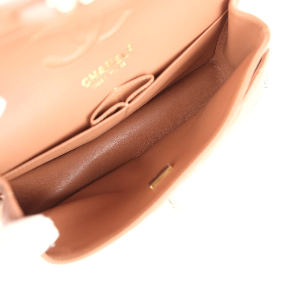 Chanel Small Classic Double Flap Bag Caramel Lambskin Light Gold Hardware - Image 9