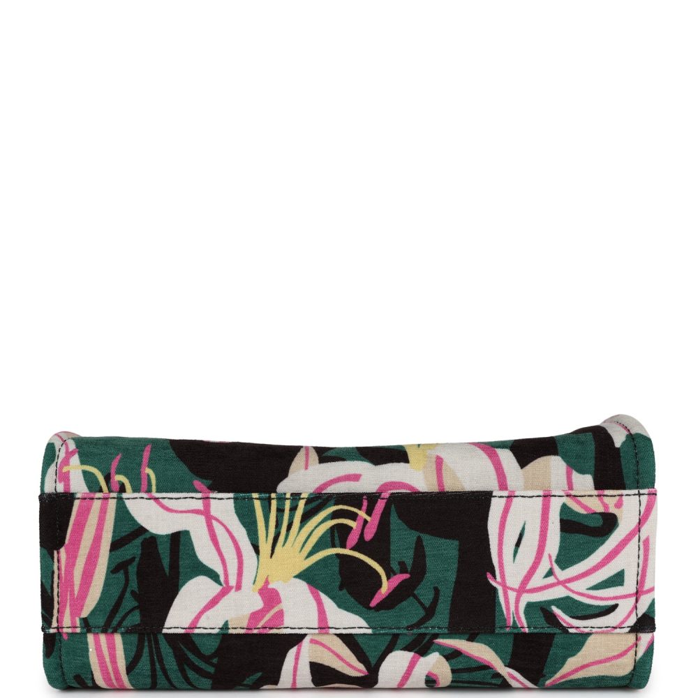 Chanel Small Deauville Shopping Tote Green and Pink Tropical Floral Velvet Light Gold Hardware - Image 7
