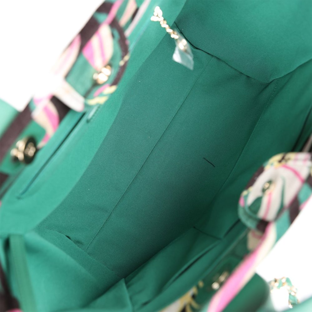 Chanel Small Deauville Shopping Tote Green and Pink Tropical Floral Velvet Light Gold Hardware - Image 9
