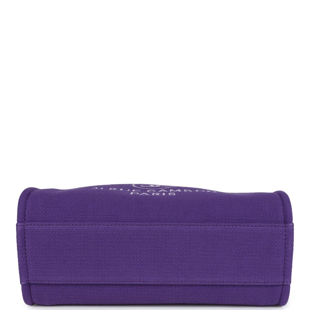 Chanel Small Deauville Shopping Tote Purple Canvas Gold Hardware - Image 6