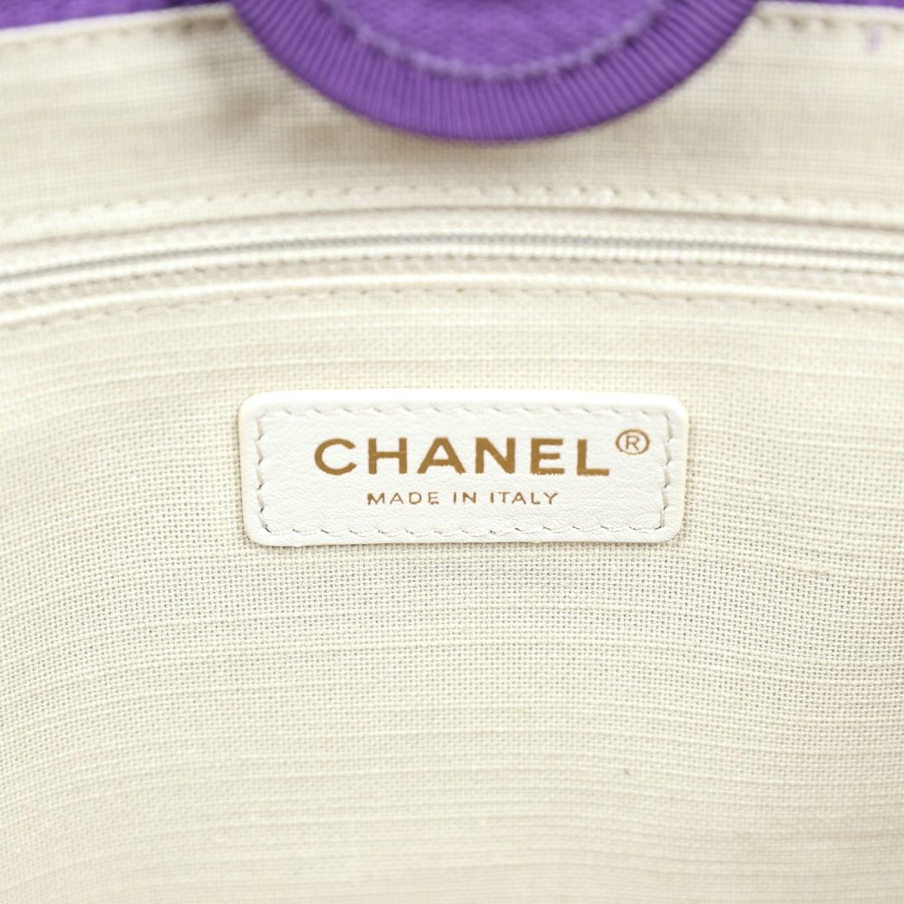 Chanel Small Deauville Shopping Tote Purple Canvas Gold Hardware - Image 9