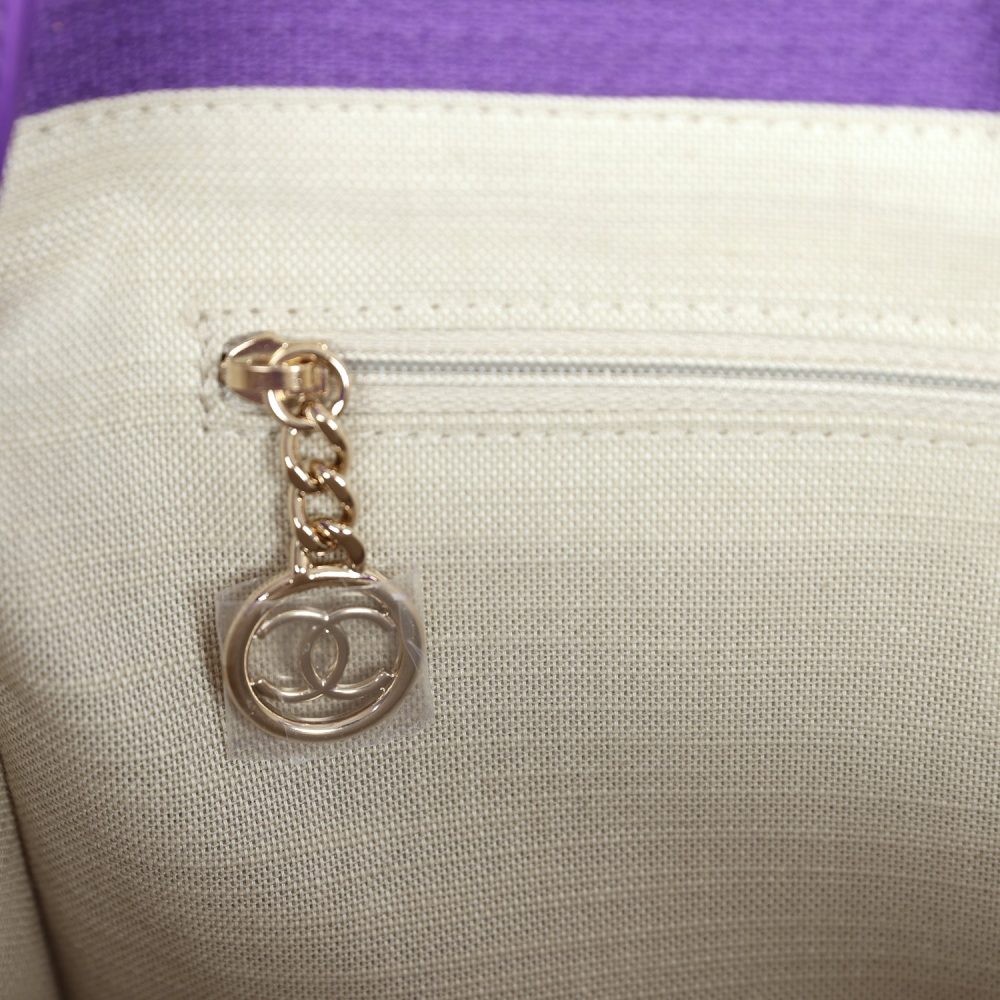 Chanel Small Deauville Shopping Tote Purple Canvas Gold Hardware - Image 10