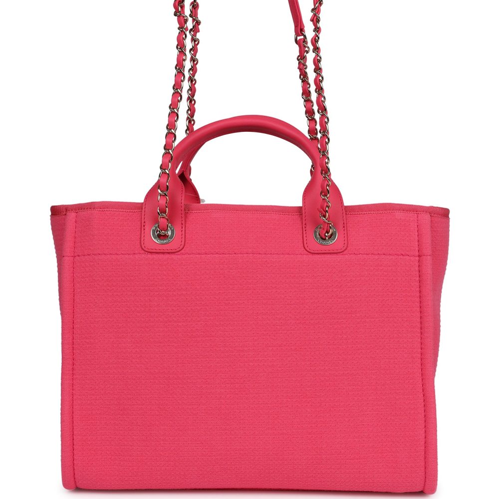 Chanel Small Deauville Shopping Tote Hot Pink Canvas Light Gold Hardware - Image 4