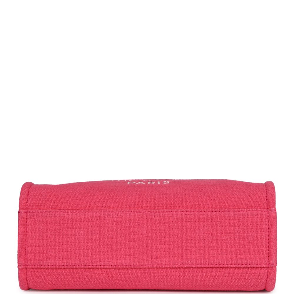 Chanel Small Deauville Shopping Tote Hot Pink Canvas Light Gold Hardware - Image 7