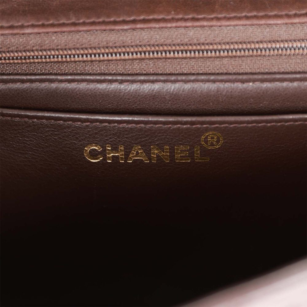 Vintage Chanel Kelly Parent and Child Flap Bag Set Brown Lambskin Gold Hardware - Image 8