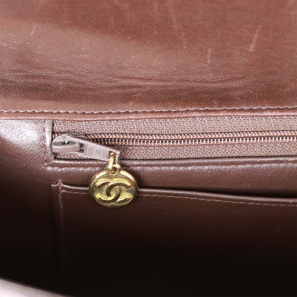 Vintage Chanel Kelly Parent and Child Flap Bag Set Brown Lambskin Gold Hardware - Image 9