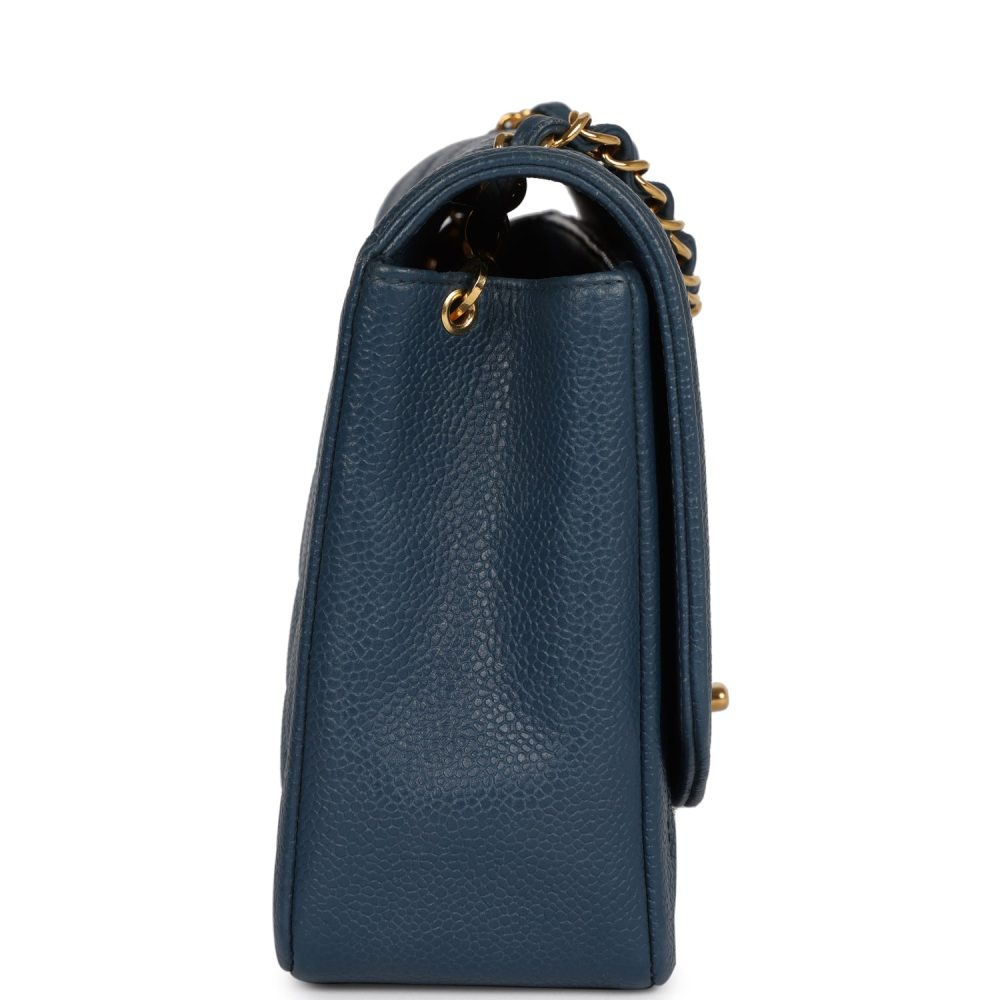 Vintage Chanel Medium Diana Flap Bag Blue Caviar Gold Hardware - Image 3