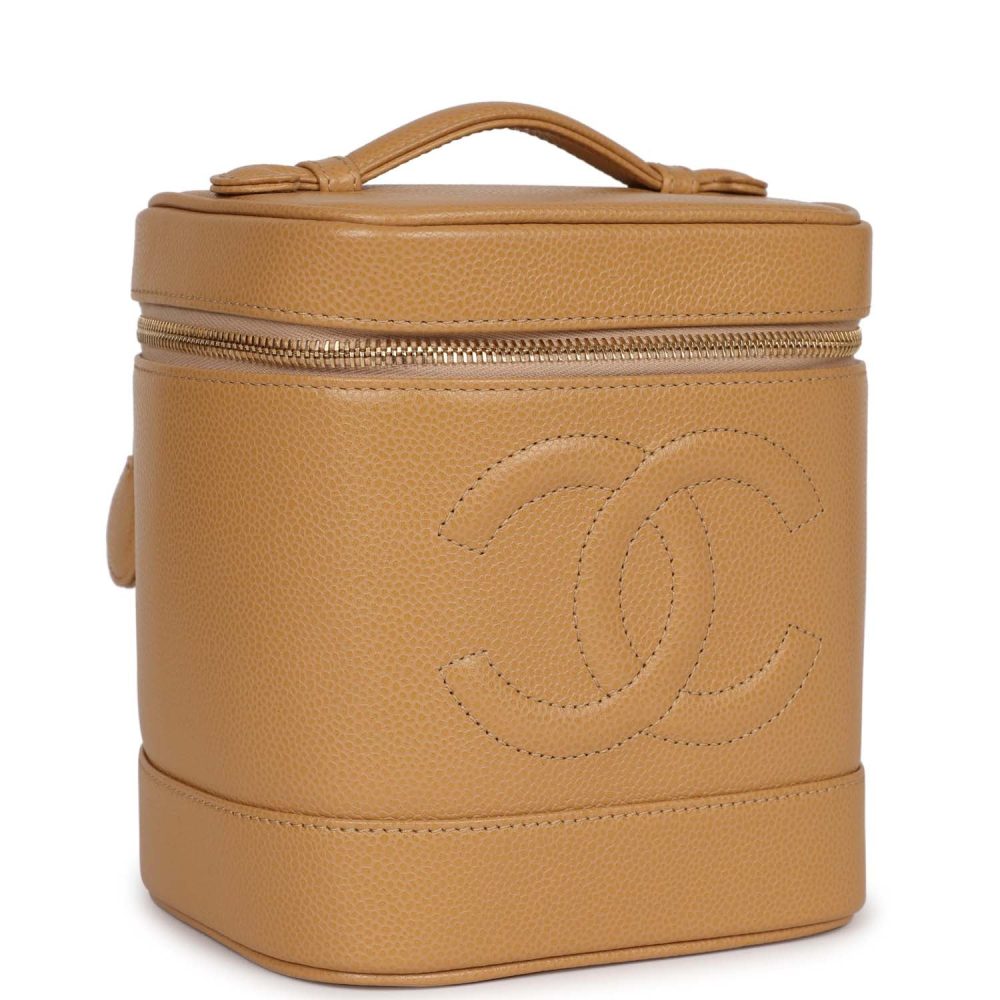 Vintage Chanel Vanity Dark Beige Caviar Gold Hardware - Image 2