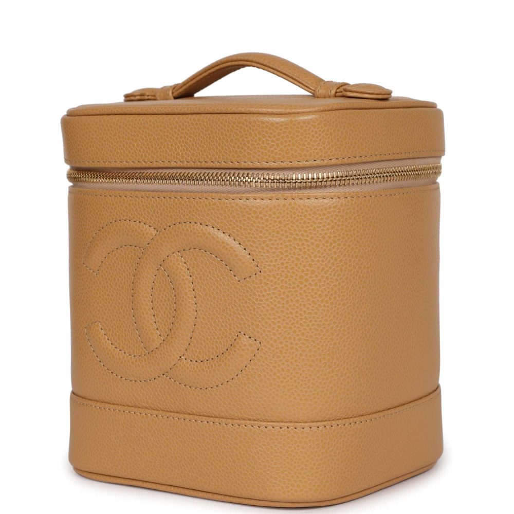 Vintage Chanel Vanity Dark Beige Caviar Gold Hardware - Image 5