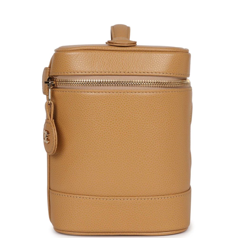 Vintage Chanel Vanity Dark Beige Caviar Gold Hardware - Image 3