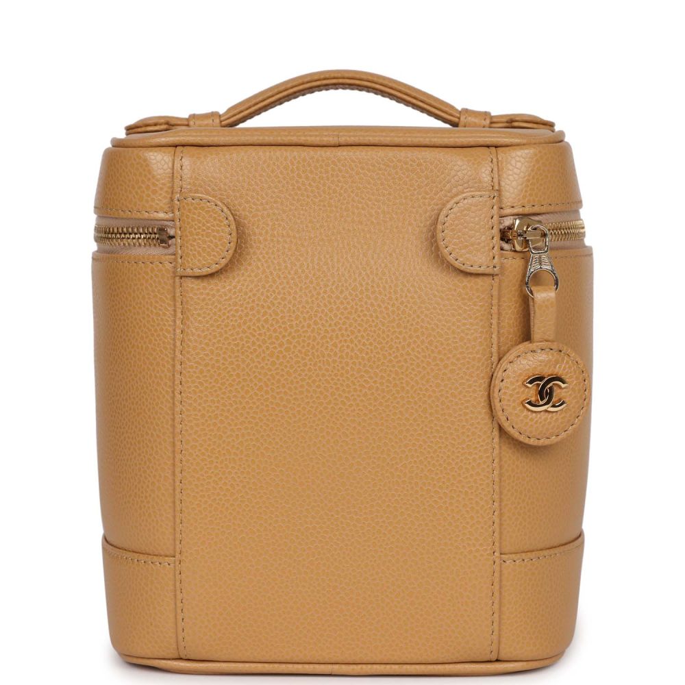 Vintage Chanel Vanity Dark Beige Caviar Gold Hardware - Image 4