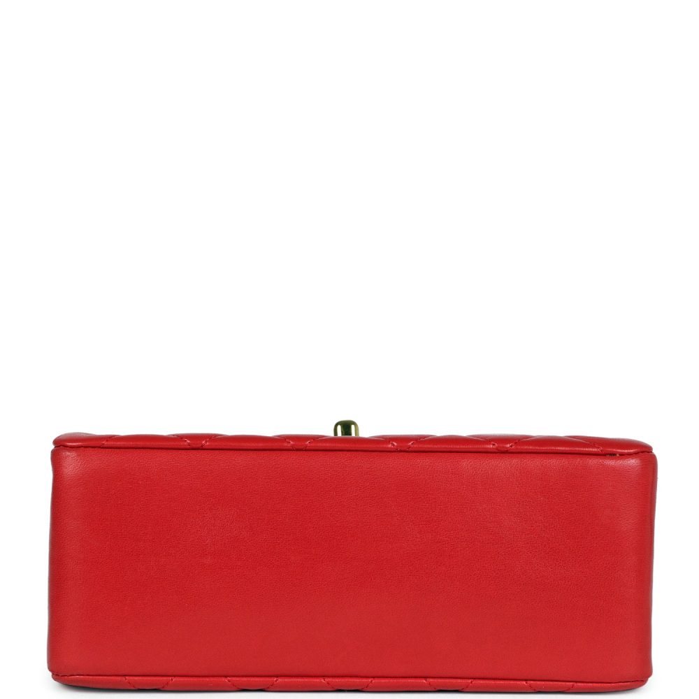Vintage Chanel Top Handle Flap Red Lambskin Gold Hardware - Image 6