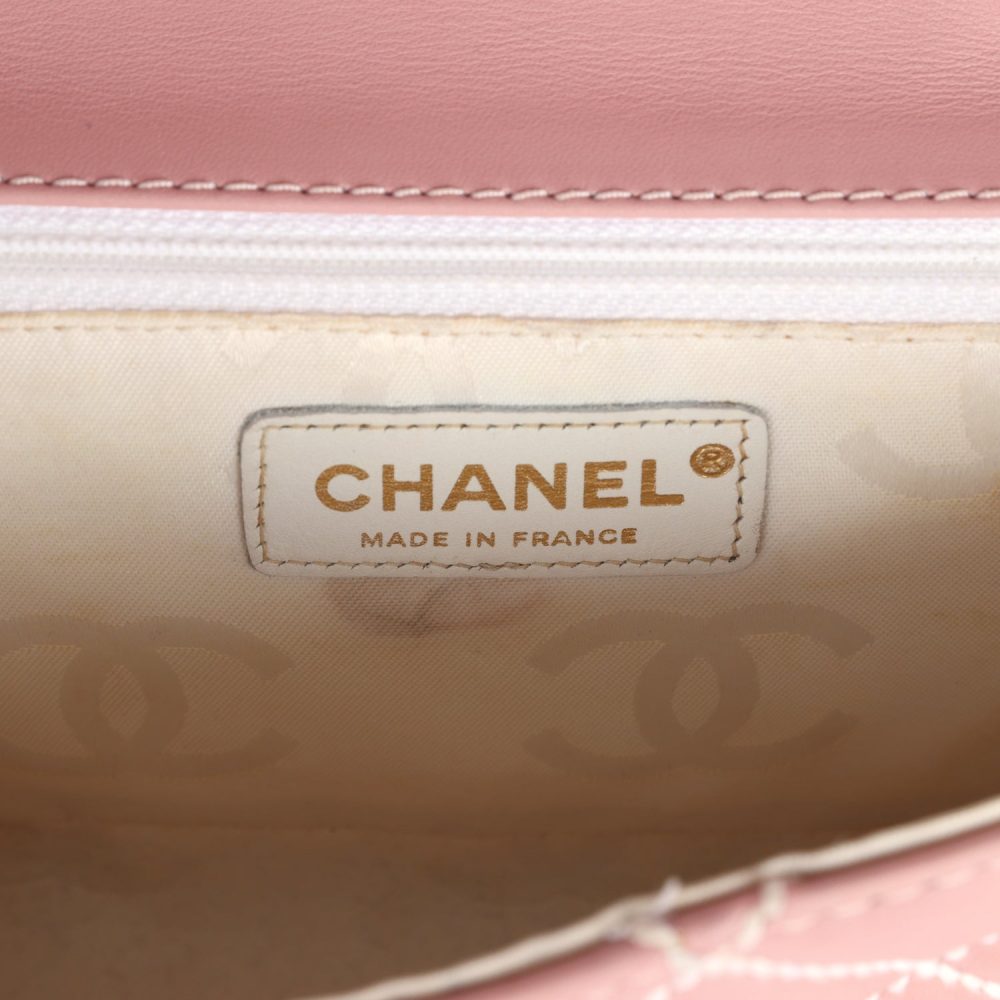 Vintage Chanel Mini Wild Stitch Surpique Top Handle Flap Bag Pink Calfskin Gold Hardware - Image 7
