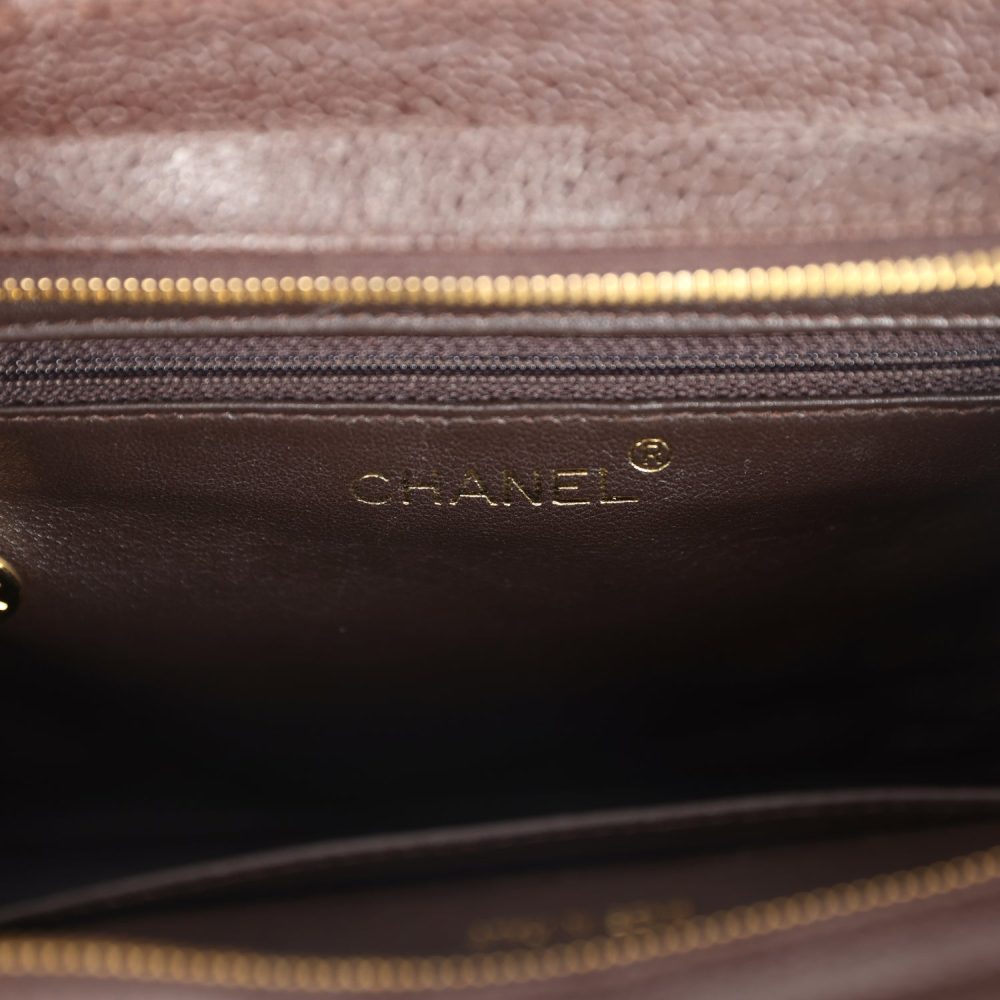 Vintage Chanel Mini Shopper Shoulder Bag Brown Caviar Gold Hardware - Image 10