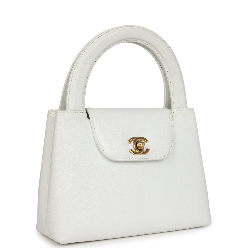 Vintage Chanel Small Kelly White Caviar Gold Hardware - Image 2