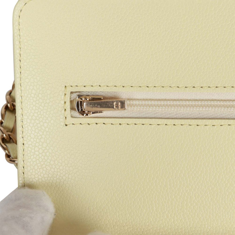 Chanel Wallet on Chain WOC Yellow Caviar Light Gold Hardware - Image 9