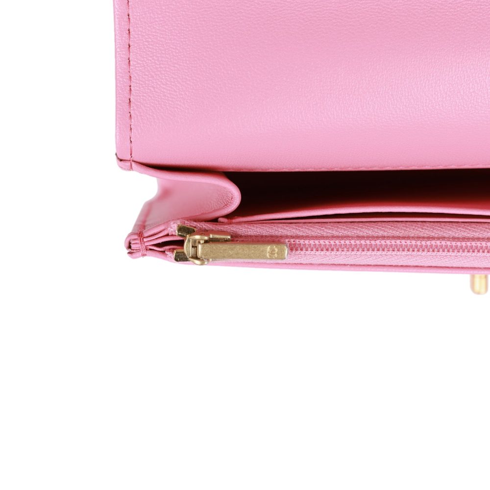 Chanel Wallet on Chain WOC Top Handle Pink Lambskin Gold Hardware - Image 10