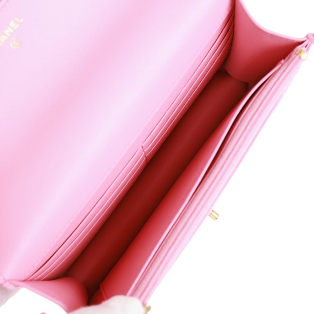 Chanel Wallet on Chain WOC Top Handle Pink Lambskin Gold Hardware - Image 11