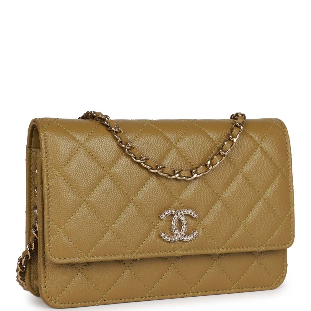 Chanel Wallet on Chain WOC Olive Green Caviar Light Gold Hardware - Image 2
